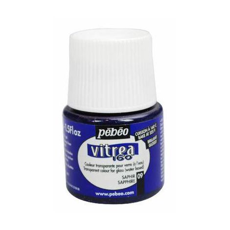 Farba witrażowa do szkła Pebeo Vitrea 160 45ml, Niebieska/09 Glossy Sapphire